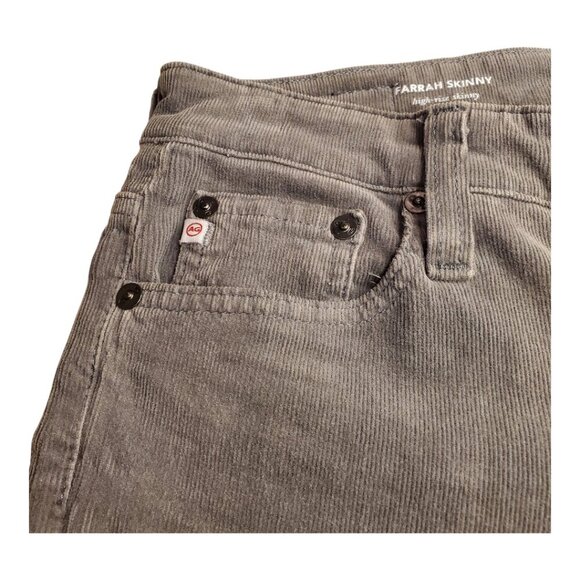 AG ADRIANO GOLDSCHMIED SZ 26R Farrah Skinny High-rise Medium Gray Corduroy Jeans - Picture 3 of 13